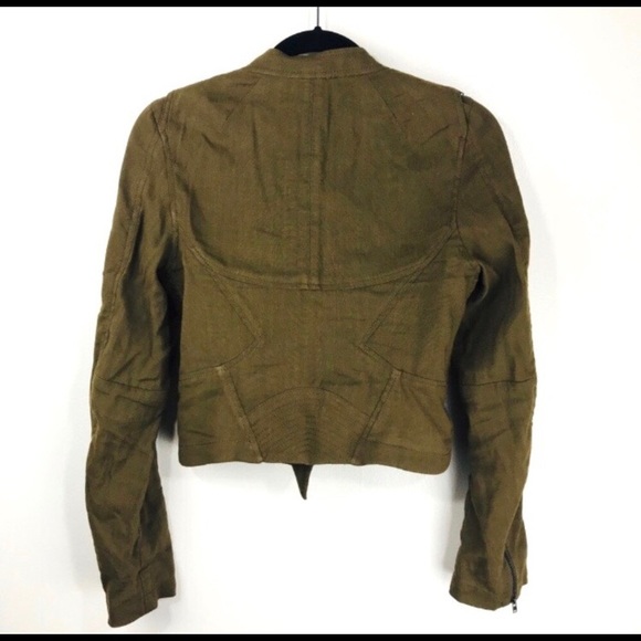❤️FARHI NICOLE Linen Moto Jacket Olive Green 6 - Picture 2 of 7